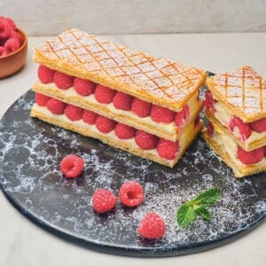 Millefeuille van frambozen en verbena